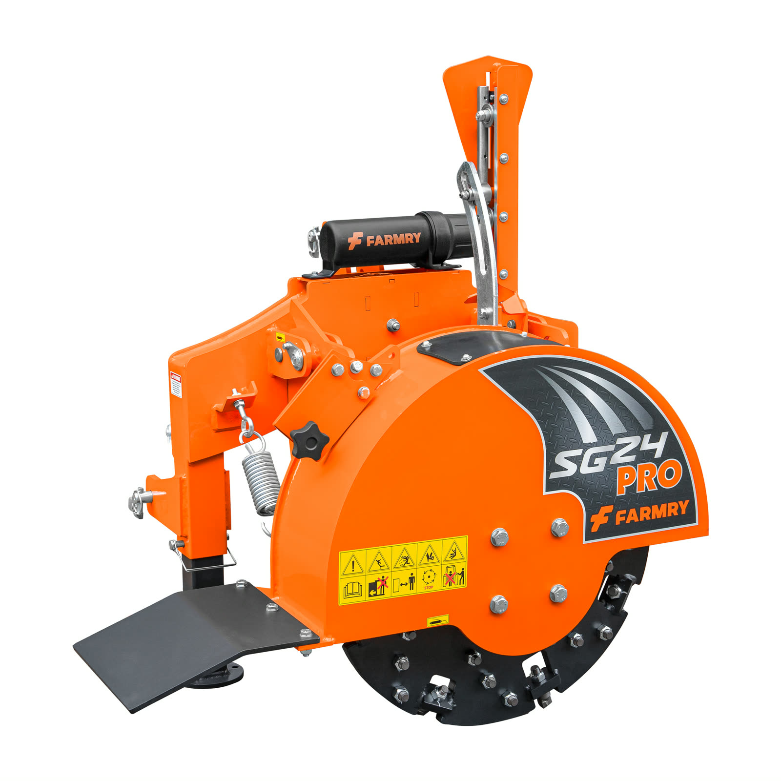 FarmryWorks SG24Pro 3-point PTO stump grinder, full side view